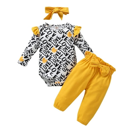 Fesfesfes Newborn Infant Baby Jumpsuit Print Romper Bodysuit+Solid Pants+Headband Set Outfits Clearance
Fesfesfes Newborn Infant Baby Jumpsuit Print Romper Bodysuit+Solid Pants+Headband Set Outfits Clearance
