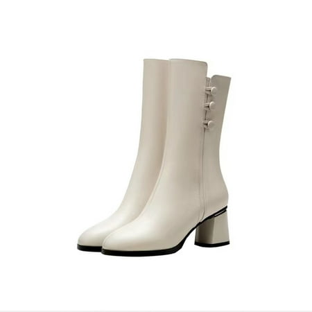 Booties For Women Women s Boots Mid-tube Autumn And Winter Pointed Toe Side Zipper Fashion High-heeled Temperament Fashion Boots White
Booties For Women Women s Boots Mid-tube Autumn And Winter Pointed Toe Side Zipper Fashion High-heeled Temperament Fashion Boots White