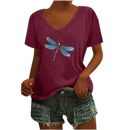 Women Fashion Casual Printing Shirts Short Sleeve Loose Plus Size Tee Tops V-neck Blouse Vintage Tees for Women Red XXL
Women Fashion Casual Printing Shirts Short Sleeve Loose Plus Size Tee Tops V-neck Blouse Vintage Tees for Women Red XXL