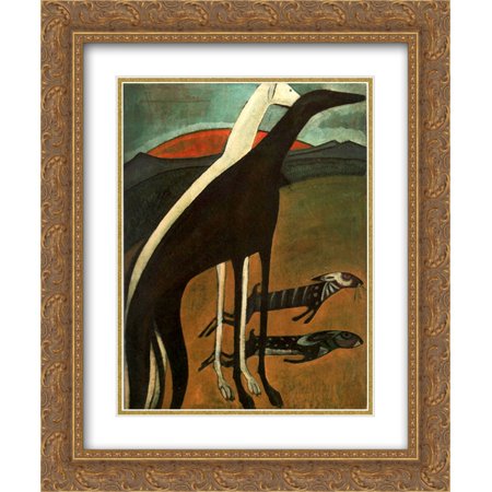 Amadeo de Souza Cardoso 2x Matted 20x24 Gold Ornate Framed Art Print 'Os galgos'