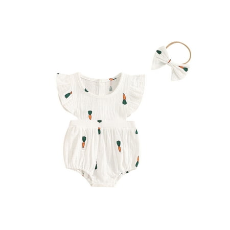 EYIIYE Baby Girl Outfit Fly Sleeve Cherry Carrot Print Romper Hairband
EYIIYE Baby Girl Outfit Fly Sleeve Cherry Carrot Print Romper Hairband