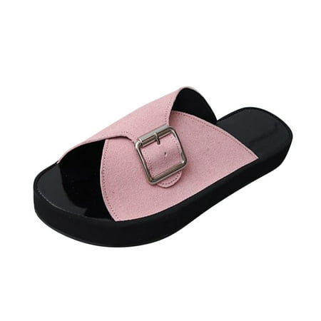 Indoor Slippers For Women Ladies Fashion Summer Solid Color Suede Belt Buckle Decorative Open Toe Flat Sandals
Indoor Slippers For Women Ladies Fashion Summer Solid Color Suede Belt Buckle Decorative Open Toe Flat Sandals