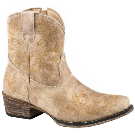 Roper Womens Short Stuff Embroidery Snip Toe Boots Ankle Low Heel 1-2