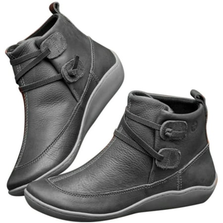 Women Winter Snow Boots Leather Ankle Spring Flat Shoes Woman Short Boots New