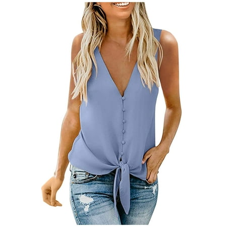 

Noarlalf camisole for women Women s Casual Comfortable V-neck Button Tie knotted Hundred Camisole Tops vests for women