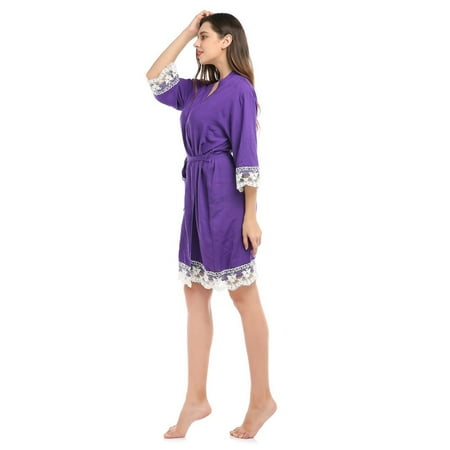 JUST CLEARANCE Women Night Robe Home Suit Cotton Lace Sleepwear Solid Knee-length Nightgown Purple
JUST CLEARANCE Women Night Robe Home Suit Cotton Lace Sleepwear Solid Knee-length Nightgown Purple