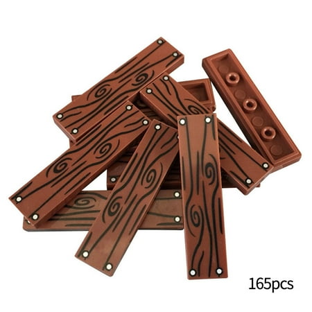 TureClos 165pcs Small Particle Building Block Accessories 1x4 Smooth Wood Board