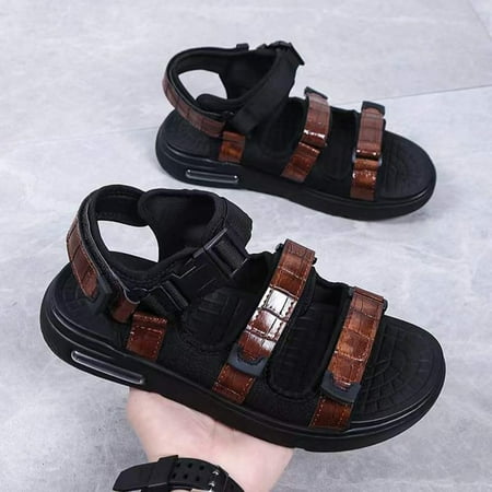 Dyfzdhu Men Sandals Fashion Summer Sandals Fashion Beach Shoes Outdoor Massage Soft Soled Casual Sandals