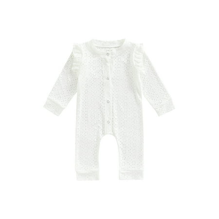 Gureui Toddler Infant Baby Girls Jumpsuits Solid Color Lace Hollow Ruffle Long Sleeves Button Romper
Gureui Toddler Infant Baby Girls Jumpsuits Solid Color Lace Hollow Ruffle Long Sleeves Button Romper