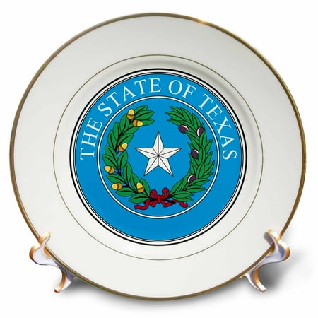 3dRose State Seal of Texas (PD-US) Porcelain Plate 8-inch