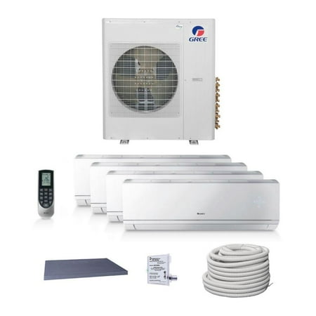 Gree 36 000 BTU Vireo+ 4 Zone Wall Mount Ductless Mini Split 208/230V SEER 21 (9-9-9-9) - Install Kit and Wi-Fi