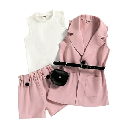 TIREOW Casual Sets for Kid s Kids Girls Set Spring Summer Fall Solid Color Sleeveless Pocket Coat Shorts White Vest Belt Bag Birthday Party School Daily Outdoor Outfits
TIREOW Casual Sets for Kid s Kids Girls Set Spring Summer Fall Solid Color Sleeveless Pocket Coat Shorts White Vest Belt Bag Birthday Party School Daily Outdoor Outfits