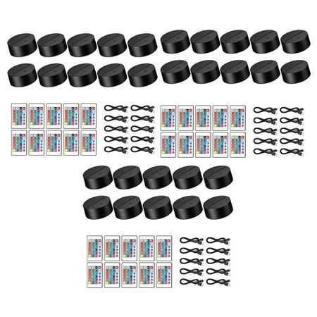 30 Pack 3D Night LED Light Lamp Base + Remote Control + USB Cable 16 Colors Light Show Display Stand for Acrylic Black
30 Pack 3D Night LED Light Lamp Base + Remote Control + USB Cable 16 Colors Light Show Display Stand for Acrylic Black