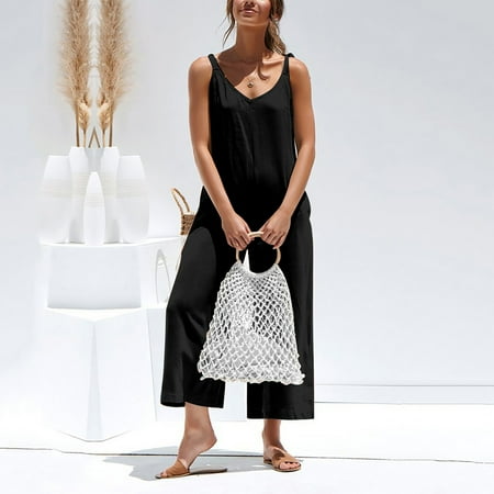 STEADY Women s Casual Sleeveless Backless Comfortable Jumpsuit With Bow Strap Romper L / Black
STEADY Women s Casual Sleeveless Backless Comfortable Jumpsuit With Bow Strap Romper L / Black