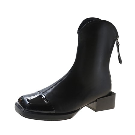Black Boots for Women Ladies Fashion Solid Color Leather Splicing British Style Back Zipper Thick High Heel Short Boots Ankle Boots for Women PU Black
Black Boots for Women Ladies Fashion Solid Color Leather Splicing British Style Back Zipper Thick High Heel Short Boots Ankle Boots for Women PU Black