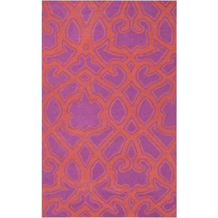 5' x 8' Transcendent Composition Magenta and Orange Hand Woven Reversible Wool Area Throw Rug