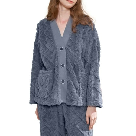 Grianlook Women Loose V Neck Nightwear Button Down Elastic Waist Loungewear Winter Warm Long Sleeve Sleepwear Navy Blue XL
Grianlook Women Loose V Neck Nightwear Button Down Elastic Waist Loungewear Winter Warm Long Sleeve Sleepwear Navy Blue XL