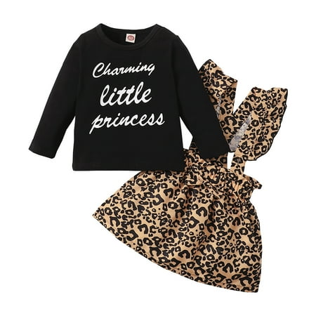 Newborn Baby Girl Clothes Baby Girls Outfits Letter Print Long Sleeve Tops Leopard Strap Dress 2PCS Set Black 3-6 Months
Newborn Baby Girl Clothes Baby Girls Outfits Letter Print Long Sleeve Tops Leopard Strap Dress 2PCS Set Black 3-6 Months