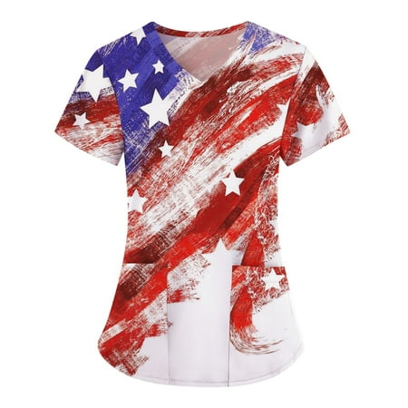 Independence Day Nurse Scrubs for Women US Flag Print Scrub Top Medical Scrub Shirts Nursing Tops T Shirts with Pockets
Independence Day Nurse Scrubs for Women US Flag Print Scrub Top Medical Scrub Shirts Nursing Tops T Shirts with Pockets