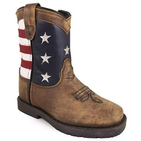Smoky Mountain Kid's Stars And Stripes Vintage Brown Western Boots 3800