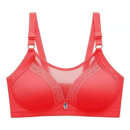 

Hfyihgf Mesh Lace Patchwork Bras for Women Wireless Full Cup Minimizer No Underwire Plus Size Bra Wirefree Comfy Wide Strap Lifting Up Comfortable Womens Bras Red L