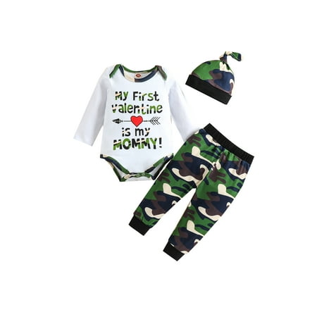 Suanret Valentine s Day Infant Baby Boys Clothes Letter Long Sleeve Romper and Camouflage Trousers with Hat White Green 6-12 Months
Suanret Valentine s Day Infant Baby Boys Clothes Letter Long Sleeve Romper and Camouflage Trousers with Hat White Green 6-12 Months