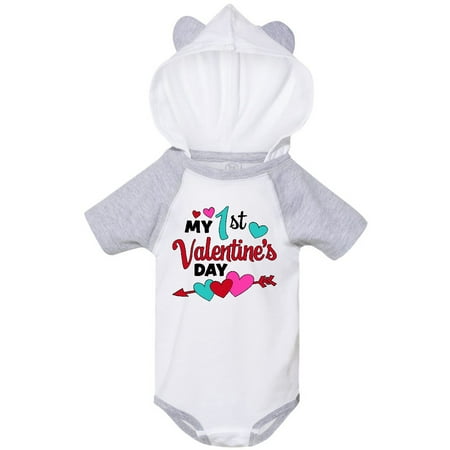 Inktastic My First Valentines Day hearts and arrow Gift Baby Boy or Baby Girl Bodysuit