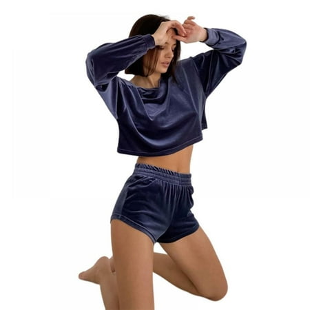Monfince Women s Velvet 2PCS Outfits Long Sleeve Top and Shorts Pajama Sets Pjs Lounge Wear Dark Blue L
Monfince Women s Velvet 2PCS Outfits Long Sleeve Top and Shorts Pajama Sets Pjs Lounge Wear Dark Blue L