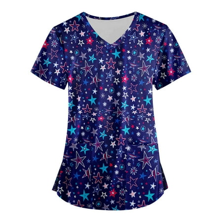 Sksloeg Women Scrub Tops American Star Stripes Pattern Blouse Short Sleeve Nurse Working Uniform V Neck Graphic Scrub Shirts Dark Blue XXXXL
Sksloeg Women Scrub Tops American Star Stripes Pattern Blouse Short Sleeve Nurse Working Uniform V Neck Graphic Scrub Shirts Dark Blue XXXXL
