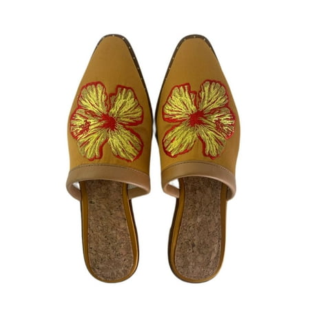 SCOTCH&SODA Women s Printed Flat Strong Sole Slides Gold 5.5