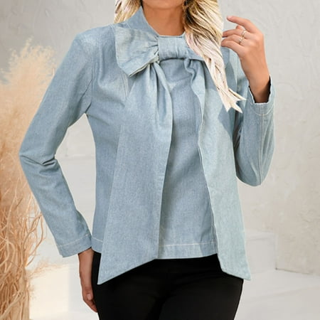 MIASHUI Womens Youth Denim Bra Chain Shirt Long Jeans Tunic Bow Top