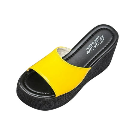 Summer Saving Clearance! Kukoosong Sandals Women Matsu Heel Thick Sole Slope Heel Womens Shoes Breathable Slip-on Beach Sandals Wedge Sandals for Women Yellow 38
Summer Saving Clearance! Kukoosong Sandals Women Matsu Heel Thick Sole Slope Heel Womens Shoes Breathable Slip-on Beach Sandals Wedge Sandals for Women Yellow 38