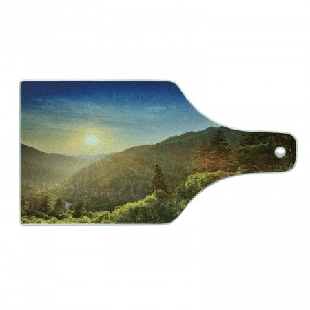 

Appalachian Cutting Board Outdoor Scene Photo of Sunset at Newfound Gap in the Smoky Mountains Decorative Tempered Glass Cutting and Serving Board in 3 Sizes by Ambesonne