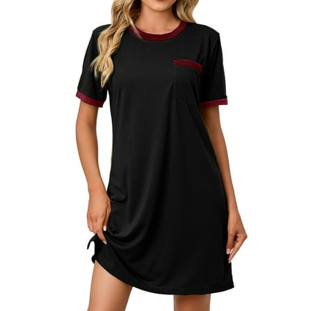 Lumento Ladies Nightgown Crew Neck Sleep Dress Solid Color Pajama Women Comfy Sleepwear Soft Short Sleeve Night Gowns Black 5XL
Lumento Ladies Nightgown Crew Neck Sleep Dress Solid Color Pajama Women Comfy Sleepwear Soft Short Sleeve Night Gowns Black 5XL