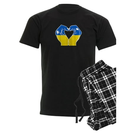CafePress - Hands Heart With Ukrainian Flag Pajamas - Men s Dark Pajamas