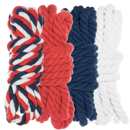

Twisted 3 Strand Natural Cotton Rope 40 and 100 Foot Kits in 1/4 Inch and 1/2 Inch - Soft Knot Tying Artisan Cord Decorative Crafting - Assorted Colors