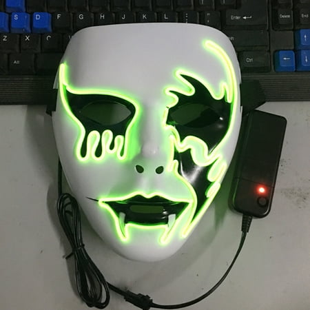 Luminous EL Wire Mask Halloween Light Up Cosplay Mask Creative Death Grimace Masks for Festival Costume Party Show Style:Death Grimace Masks