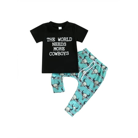 Western Baby Boy Summer Clothes Cow Print Short Sleeve T Shirt Top Casual Pants Set 2PCS Toddler Boy Cowboy Outfit
Western Baby Boy Summer Clothes Cow Print Short Sleeve T Shirt Top Casual Pants Set 2PCS Toddler Boy Cowboy Outfit