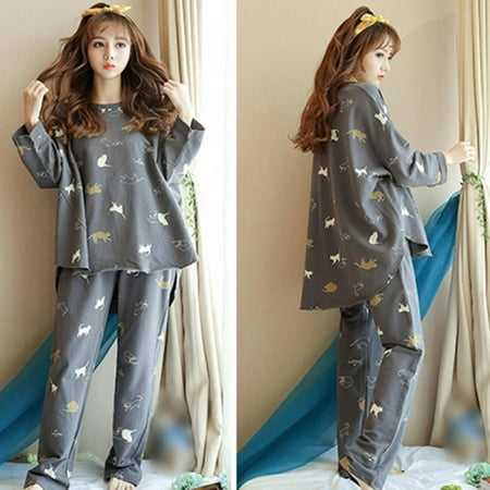 Women Pajamas Set of 2 Cartoon Printed Pajamas Full Long Pajamas Suit O-neck Pajamas + Sleep Pants
Women Pajamas Set of 2 Cartoon Printed Pajamas Full Long Pajamas Suit O-neck Pajamas + Sleep Pants