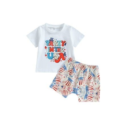 2Pcs Toddler Baby Boy 4th of July Outfit Letter Print Short Sleeve T-Shirts Fireworks Print Shorts
2Pcs Toddler Baby Boy 4th of July Outfit Letter Print Short Sleeve T-Shirts Fireworks Print Shorts