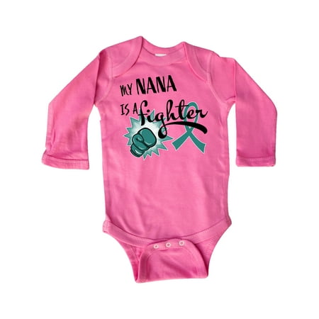 Inktastic Ovarian Cancer Awareness My Nana is a Fighter Gift Baby Boy or Baby Girl Long Sleeve Bodysuit
Inktastic Ovarian Cancer Awareness My Nana is a Fighter Gift Baby Boy or Baby Girl Long Sleeve Bodysuit