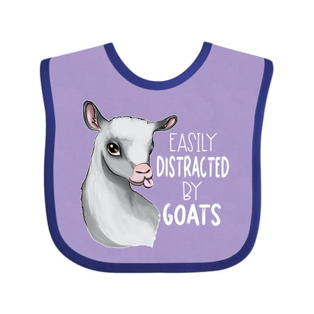 Inktastic Easily Distracted by Goats Cute Goat Gift Baby Boy or Baby Girl Bib