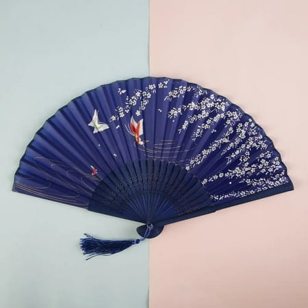 Blue fan folding fan Chinese style female