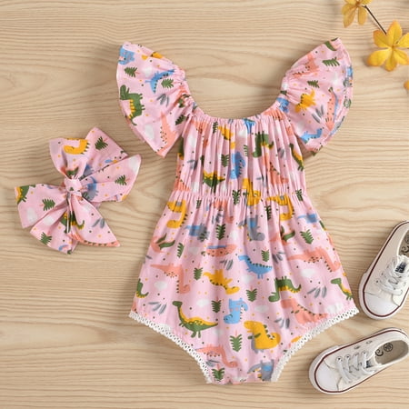 Newborn Infant Baby Girls Fly Sleeve Lace Edge Dinosaur Romper Headbands Set Fragarn
Newborn Infant Baby Girls Fly Sleeve Lace Edge Dinosaur Romper Headbands Set Fragarn