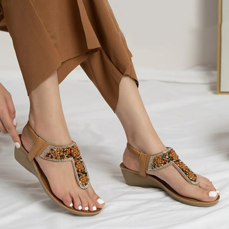 CAICJ98 Wedge Sandals for Women Womens Sandals Flats Shoes for Women Comfortable Walking Summer Gladiator Bohemian Beaded Dress Shoe Elastic Ankle Strap Slip On Sandal Khaki
CAICJ98 Wedge Sandals for Women Womens Sandals Flats Shoes for Women Comfortable Walking Summer Gladiator Bohemian Beaded Dress Shoe Elastic Ankle Strap Slip On Sandal Khaki