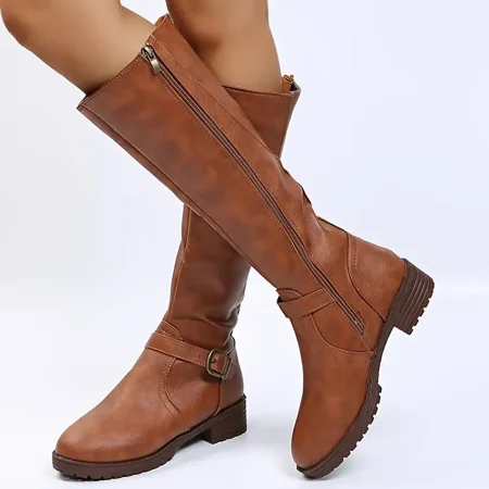 Women‘s Knee High Boots Chunky Low Heel Riding Boots Buckle And Zip Detail Long Boots
Women‘s Knee High Boots Chunky Low Heel Riding Boots Buckle And Zip Detail Long Boots