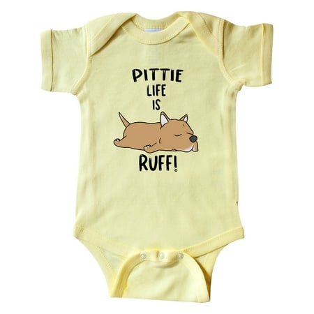 Inktastic Pittie Life is RUFF! Pit Bull Tan Gift Baby Boy or Baby Girl Bodysuit