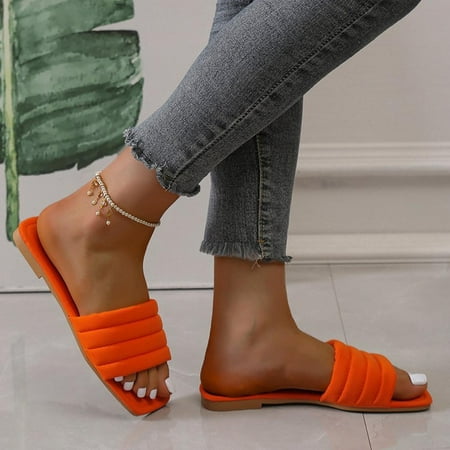 Zunfeo Womens Flat Slide Sandals- Casual Comfy Open Toe Sandals Outdoor Slippers Couple Slippers Orange 7
Zunfeo Womens Flat Slide Sandals- Casual Comfy Open Toe Sandals Outdoor Slippers Couple Slippers Orange 7