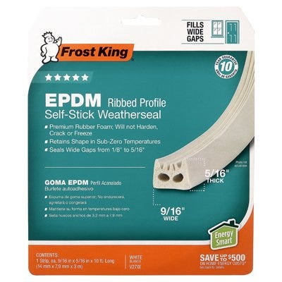Frost King Extreme Rubber Weatherseal Tape 9/16W x 5/16-In. T x 10-Ft. 1 Pack