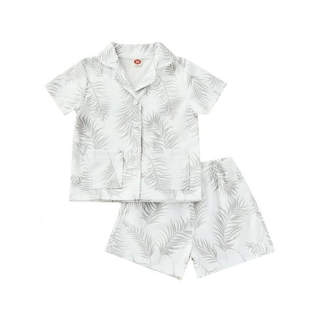 Suanret Kids Toddler Boys 2Pcs Summer Clothes Suit Leaves Print Short Sleeve Gentleman Shirt + Shorts Coffee 2-3 Years
Suanret Kids Toddler Boys 2Pcs Summer Clothes Suit Leaves Print Short Sleeve Gentleman Shirt + Shorts Coffee 2-3 Years